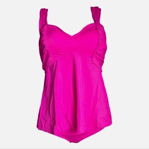 Kim Gravel QVC Swim Suits For All Chic Pink Sleeveless 2 Piece Swim Suit